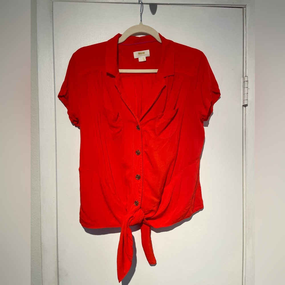 Maeve tie front button down blouse size 8